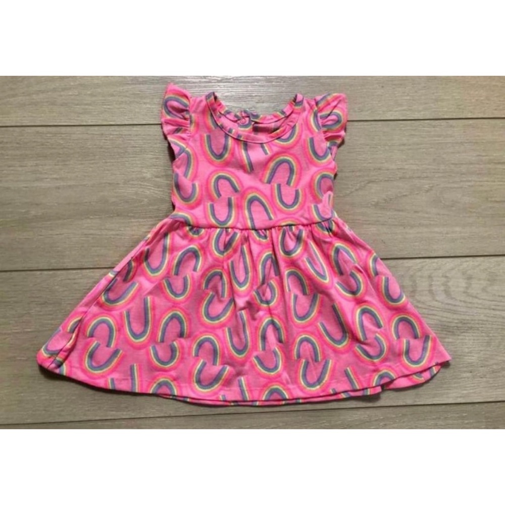 Baby girl dress with rainbows